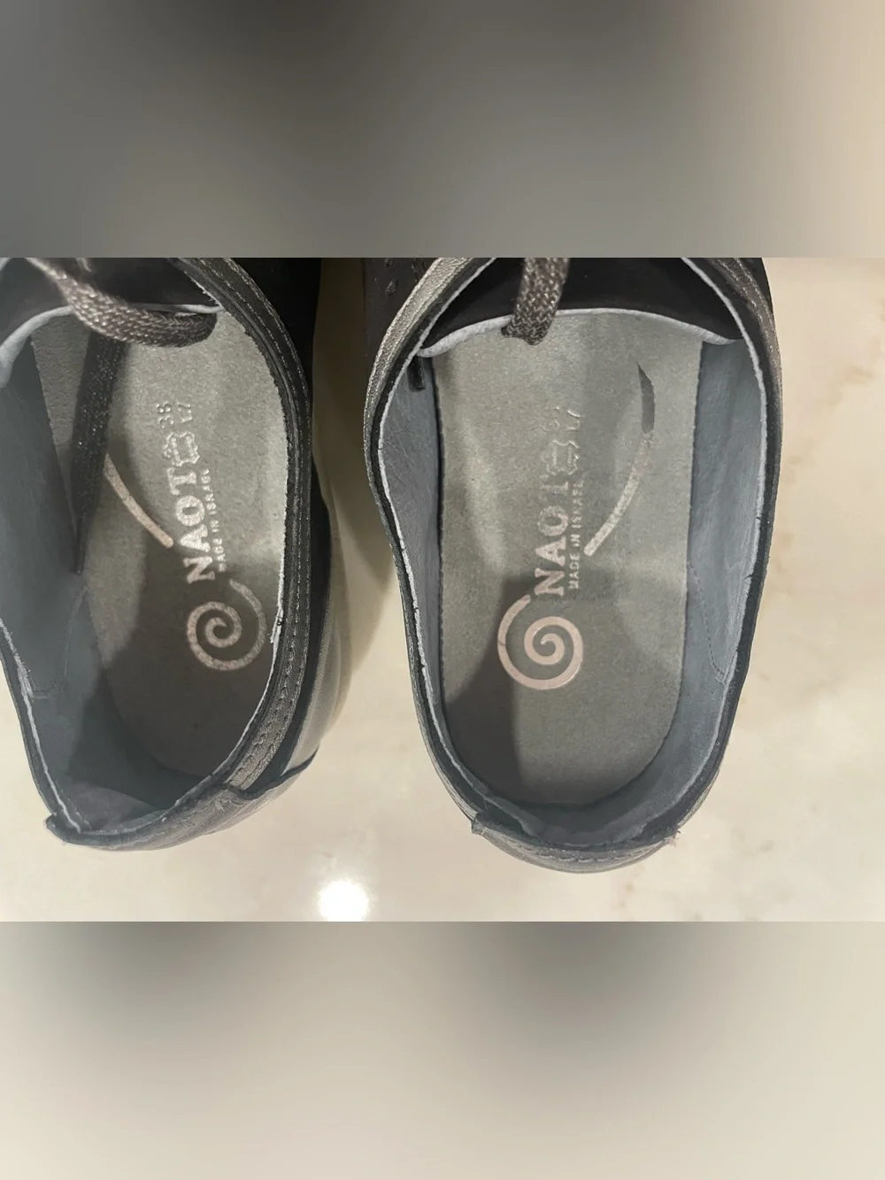 Naot Avena Nubuck Leather Comfort Sneakers Black Women's Size 38 Made In Israel